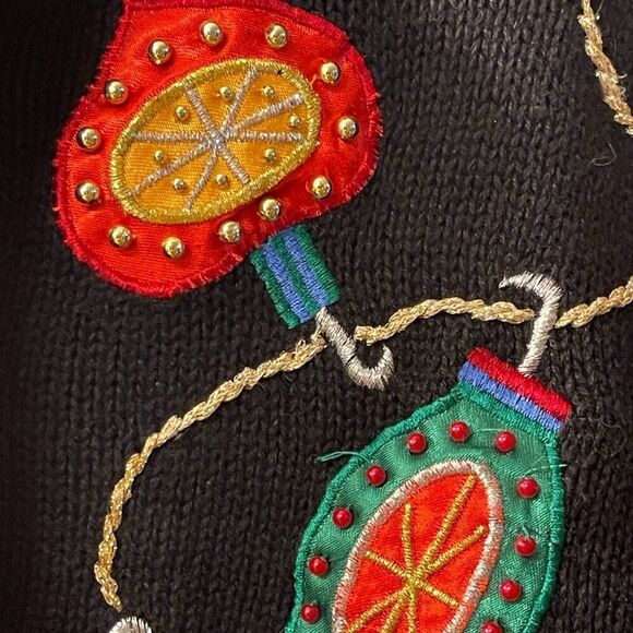 Vintage Nutcracker Embellished Cardigan Ugly Christmas Ornament Sweater Med - Picture 8 of 11